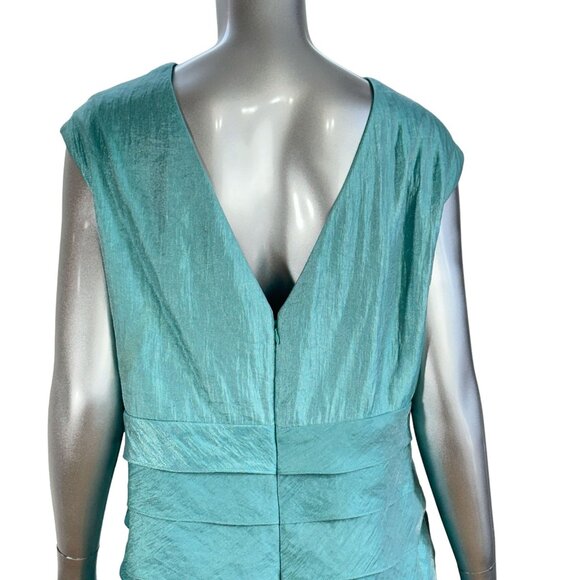 Jessica Howard Turquoise Tiered Layered Sleeveless V-Neck Midi Dress 18W - Picture 5 of 11